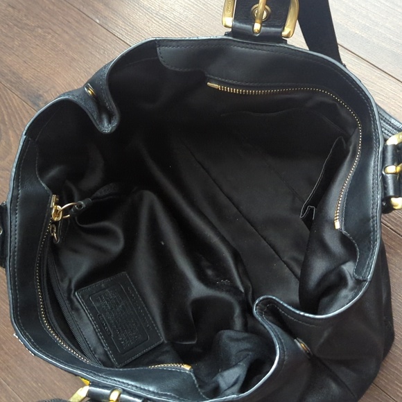 COACH Leather Satchel Bag Black Top Zip Brass Buckles A0869-11844 - Picture 14 of 14